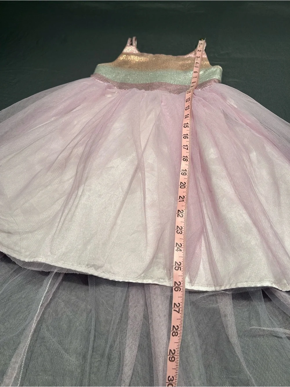 Cat & Jack Girls Pink Glitter Stripe Top High-Low Tulle Party Dress